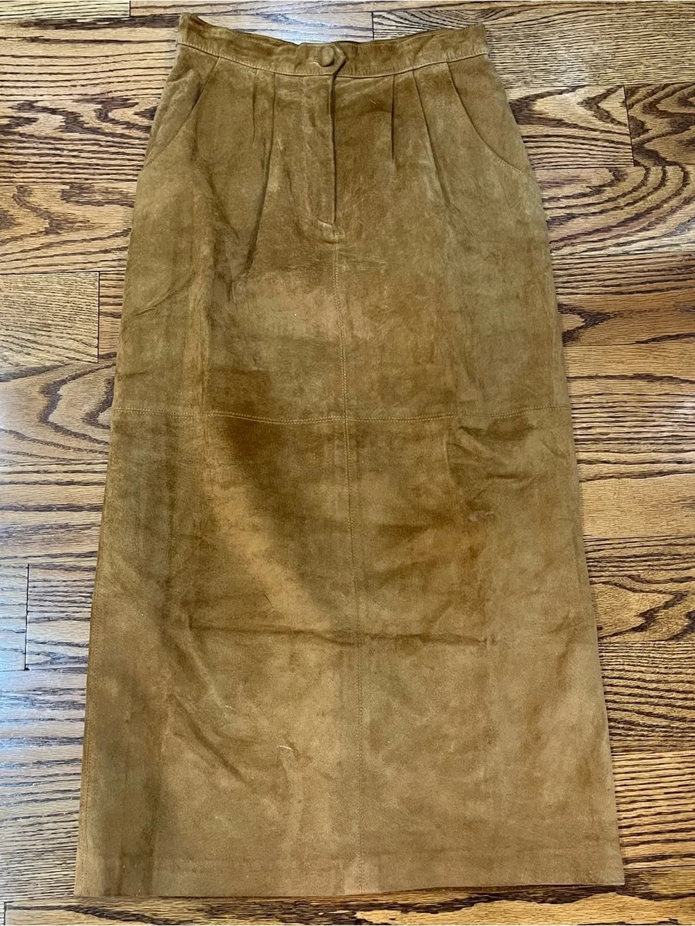 Eagle’s Eye Vintage 80s Suede Midi Skirt Sz 8 Tan Heritage Academia Western Fall